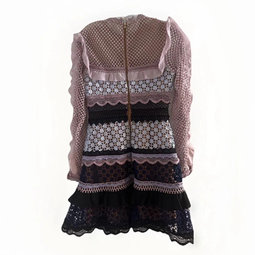 Self Portrait Bellis Mini Dress Lace Ruffle Floral Embroidery Eyelet Feminine 6 - Image 13