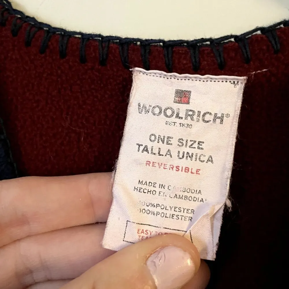 Woolrich OS reversible blue and red comfortable fleece poncho jacket sweater - Image 3