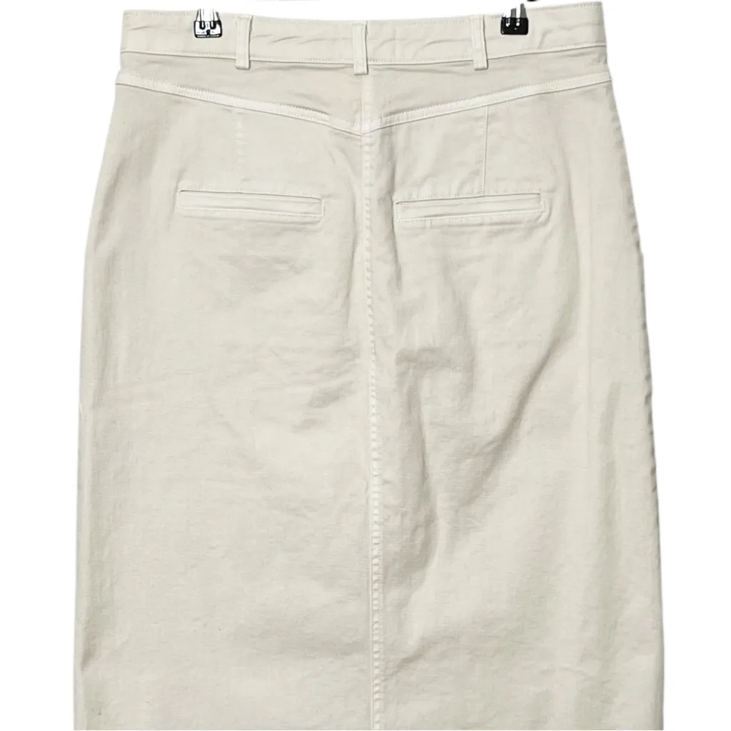 Pilcro Madi Front Slit Denim Midi Skirt Size 10 Cream White High Rise Minimalist - Image 6