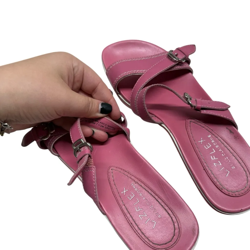 Liz Claiborne Y2K Pink Strappy Buckle Sandals - Image 4