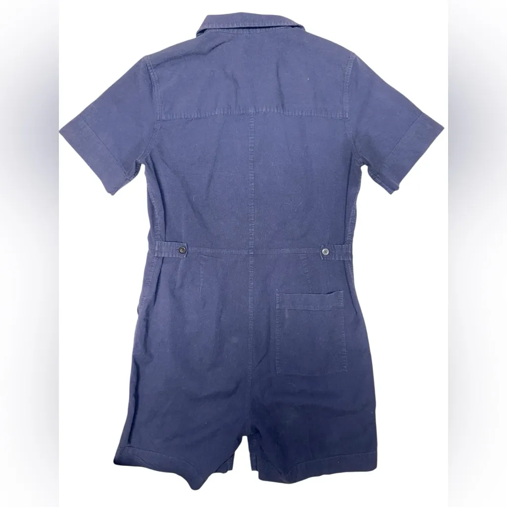 Everlane The Cotton Weave Striped Short Sleeve Romper - Image 4