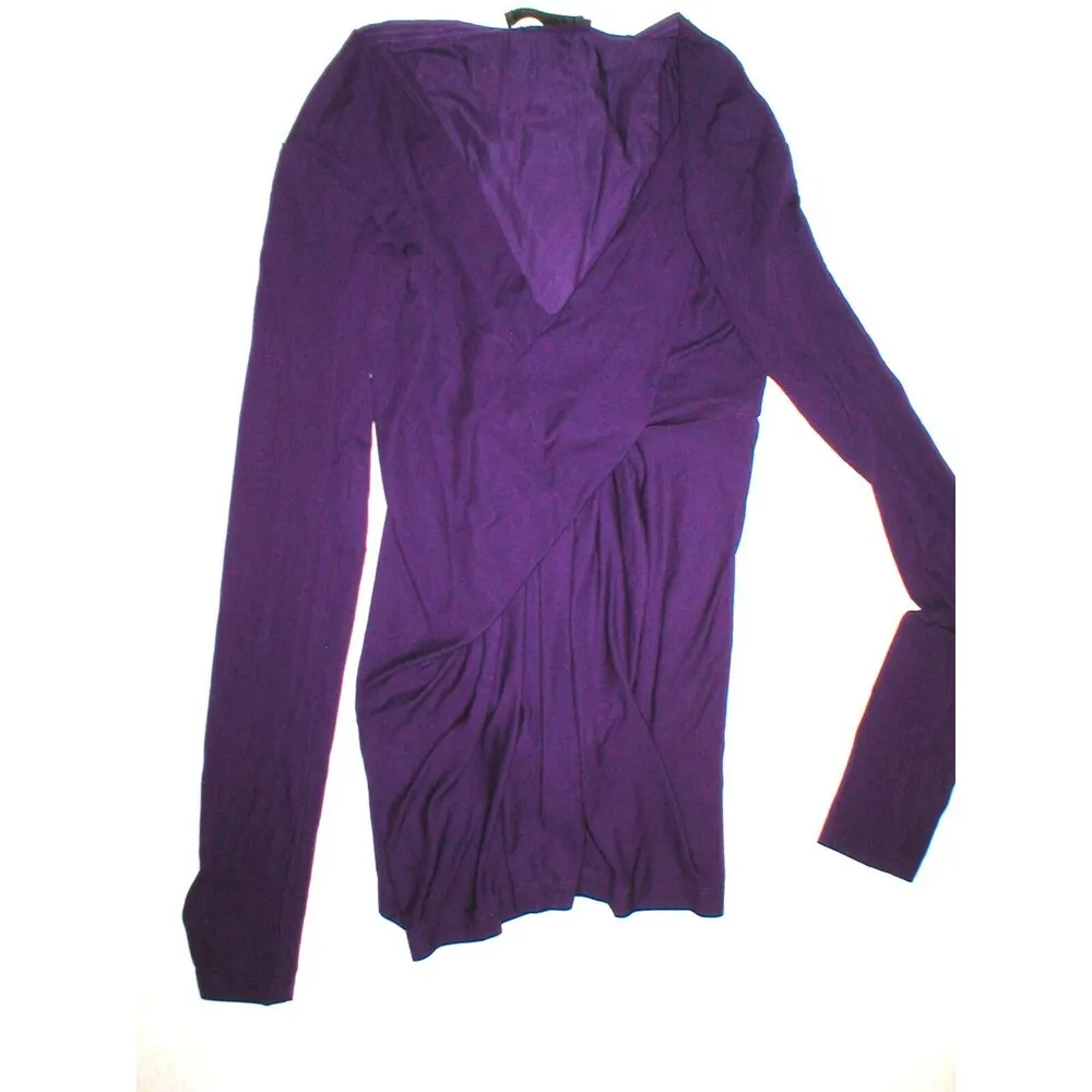 NWT New Womens Donna Karan Collection Dark Purple Blouse Matte Jersey Top XS P - Image 2
