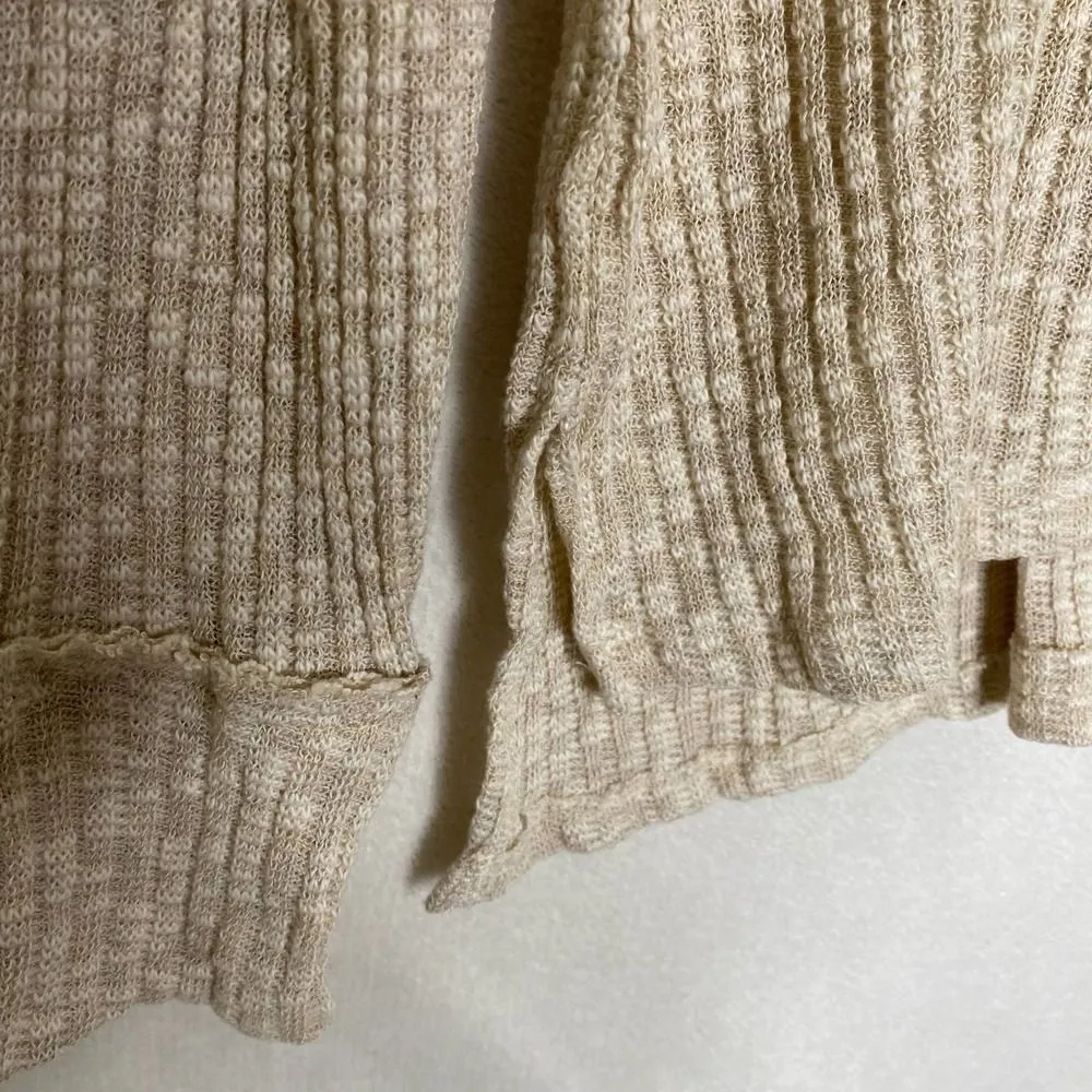 Caslon Rib Knit V-Neck Pullover High Low Hem Tunic Side Slits Cream Size XL - Image 10