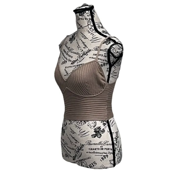 Say What Brown Ribbed Crochet Knit Crop Top Boho Indie Coastal Normcore S - Image 3