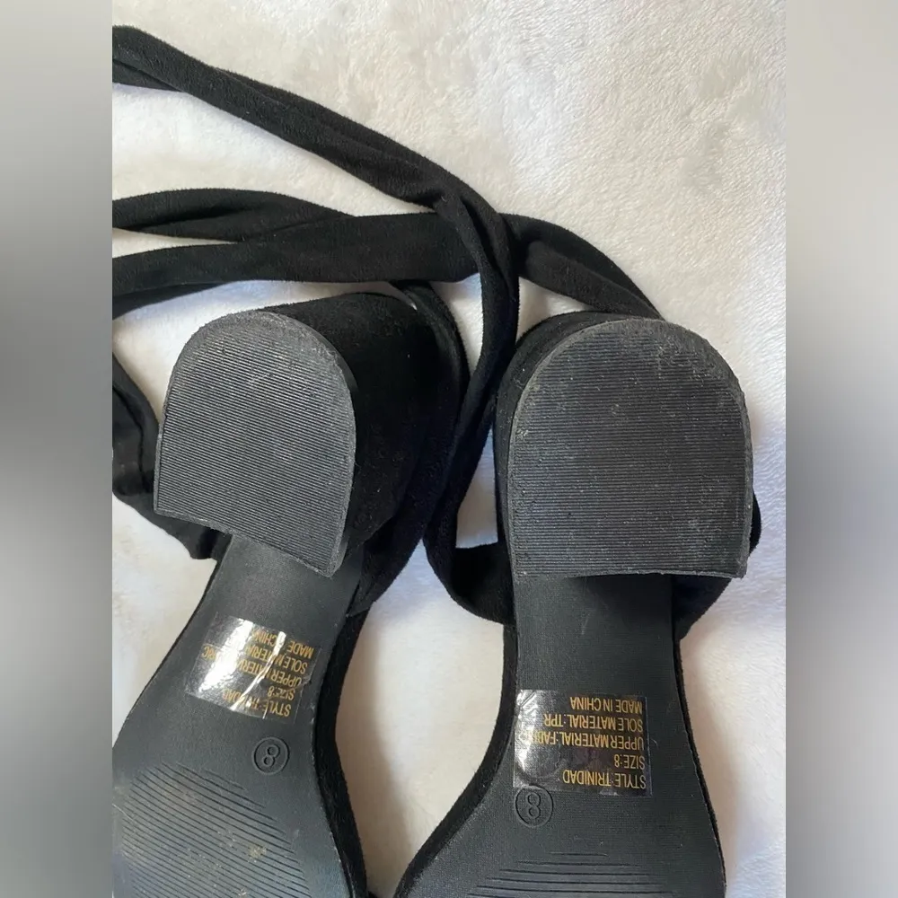 Lulu’s Trinidad Black Suede Lace-Up Heels Size 8 - Image 12
