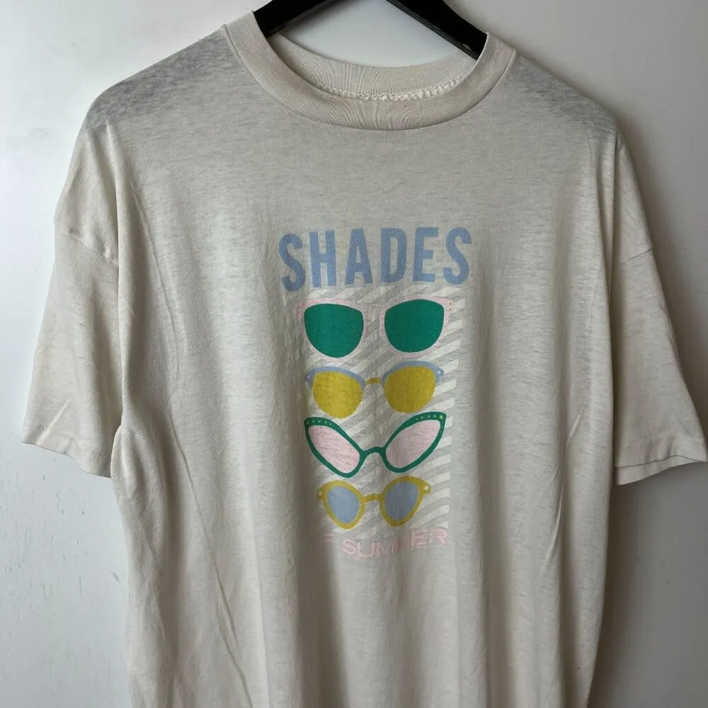 Shades of Summer T Shirt Vintage 70s 80s Extra Large XL White Graphic Tee - Image 10