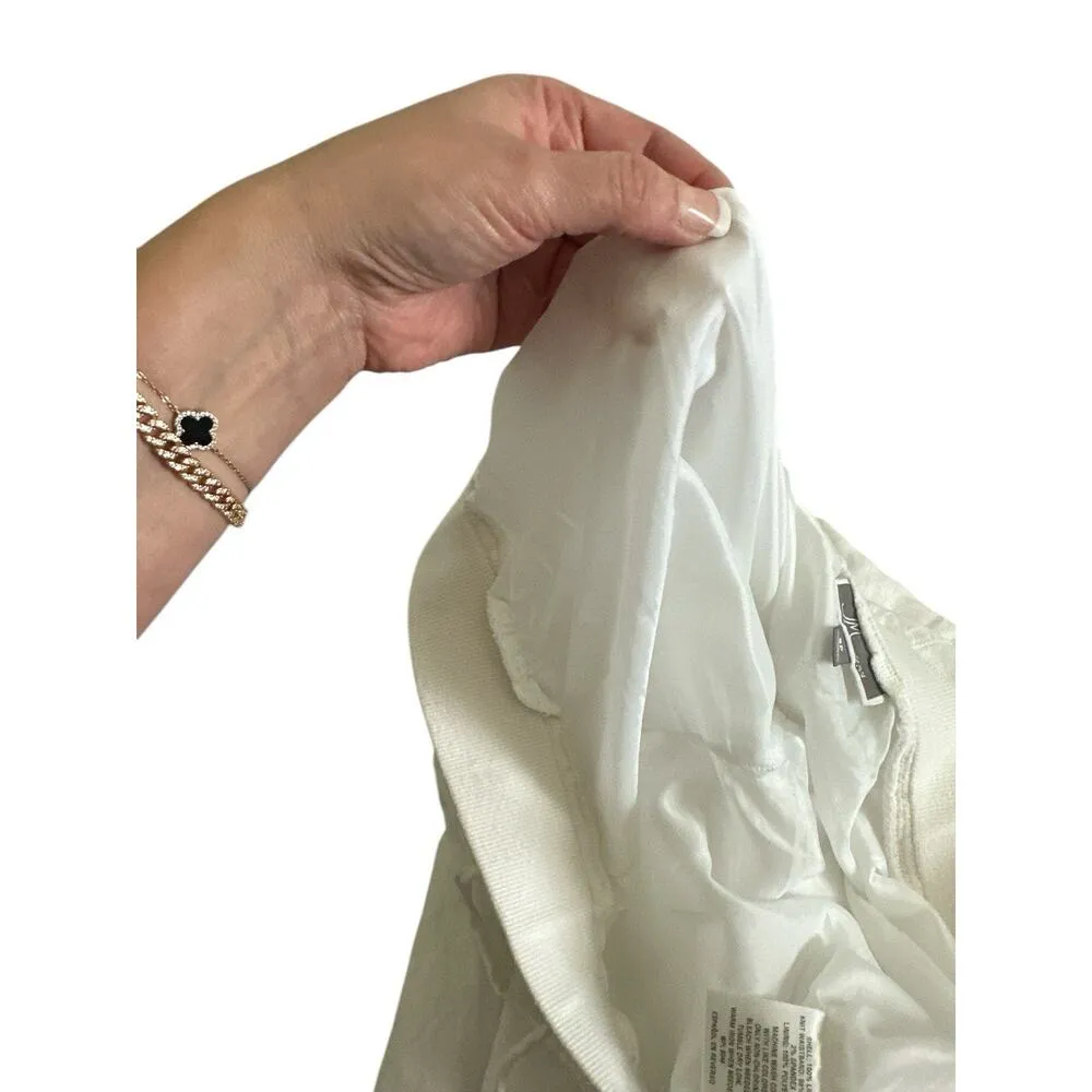 JM Collection Solid White Linen Casual Lined Crop Pants Si 8p Elastic Waist - Image 9