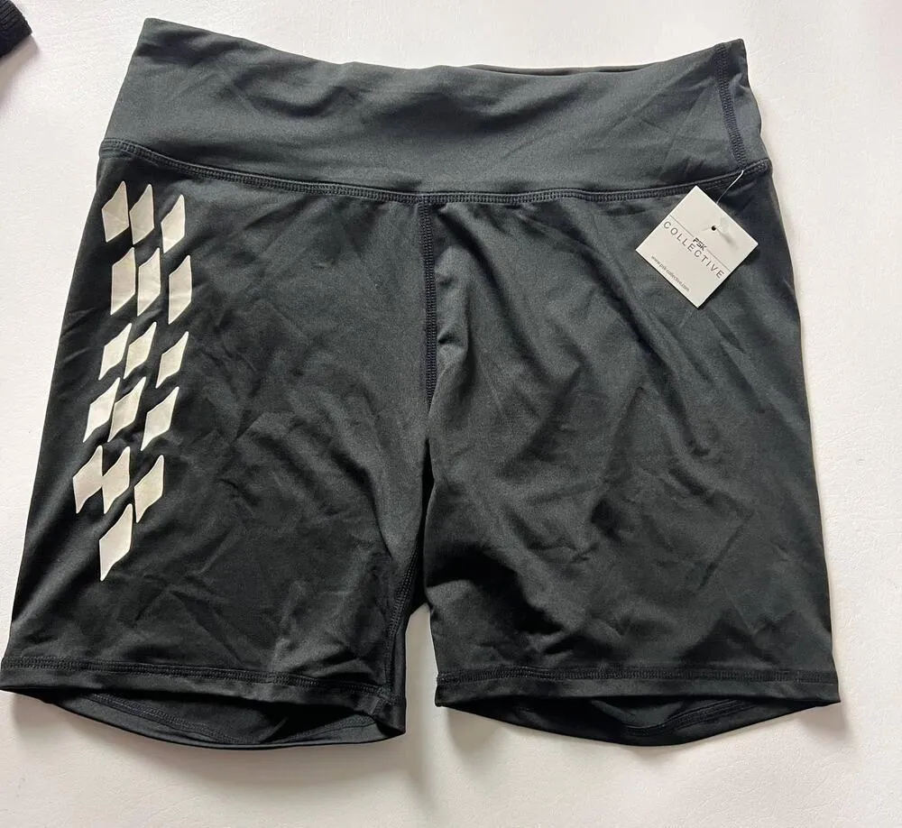 PS Collective Black Shorts with White Checkered Design on the Side Sz L NWT Size L - Image 12