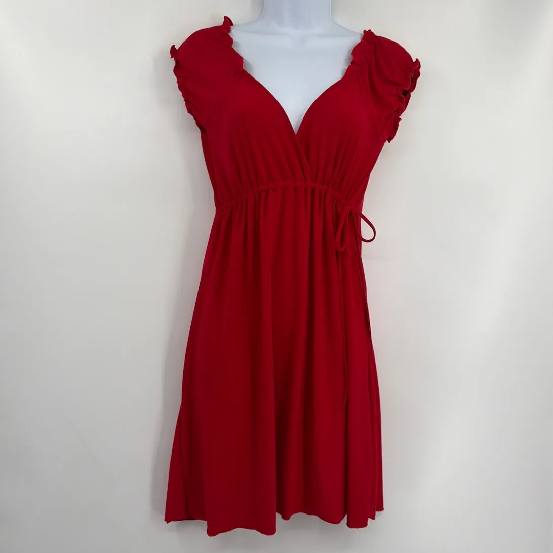 Y2K Dynamite Babydoll Dress Sz M Red Valentines Coquette Empire Flowy Romantic - Image 2