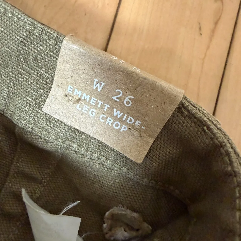 MADEWELL Emmett Wide Leg Crop Trousers Pants Size 26 Olive Green Brown - Image 4