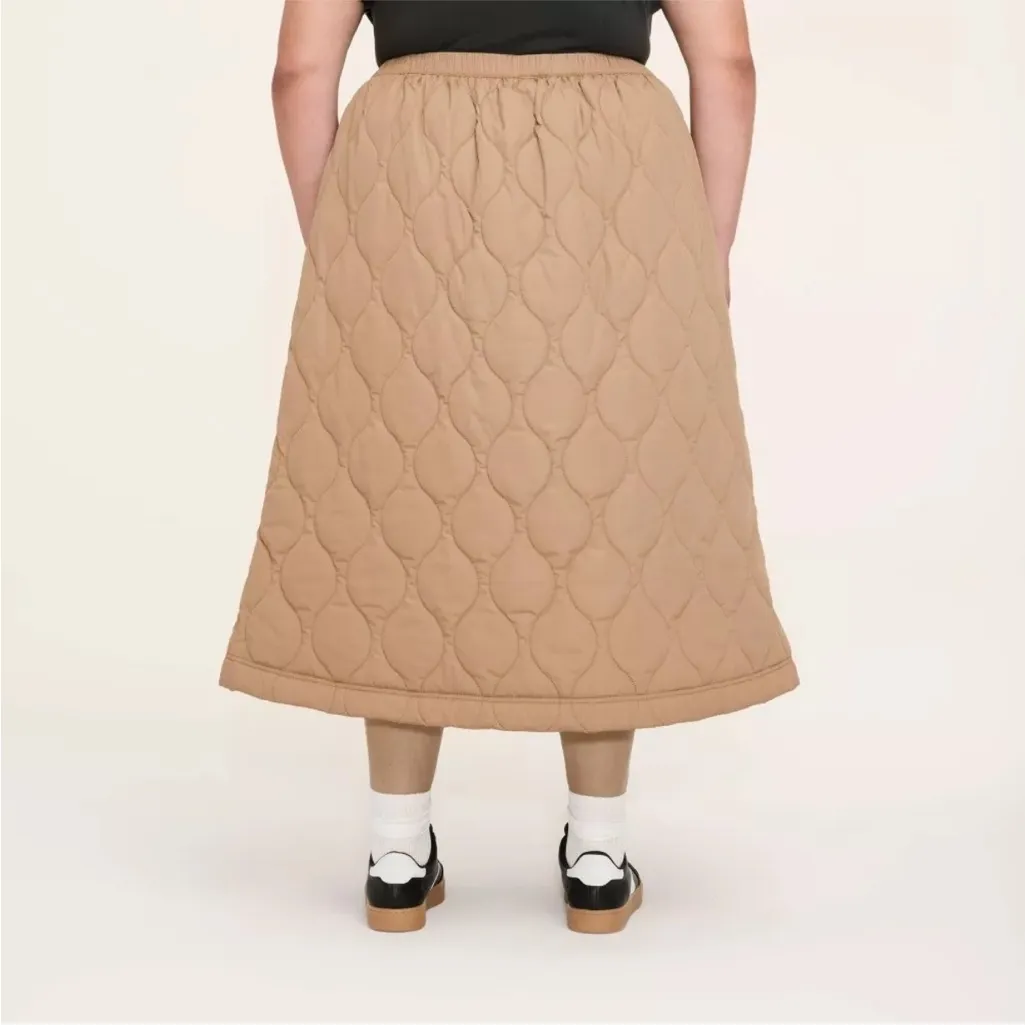 NWT Woolrich x Target Collab Quilted Midi A-Line Skirt Khaki / Tan size Large - Image 6