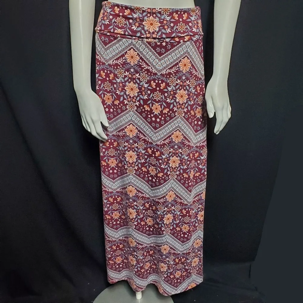 Joe B Red, Blue, & Orange Floral Maxi Skirt (M) - Image 2