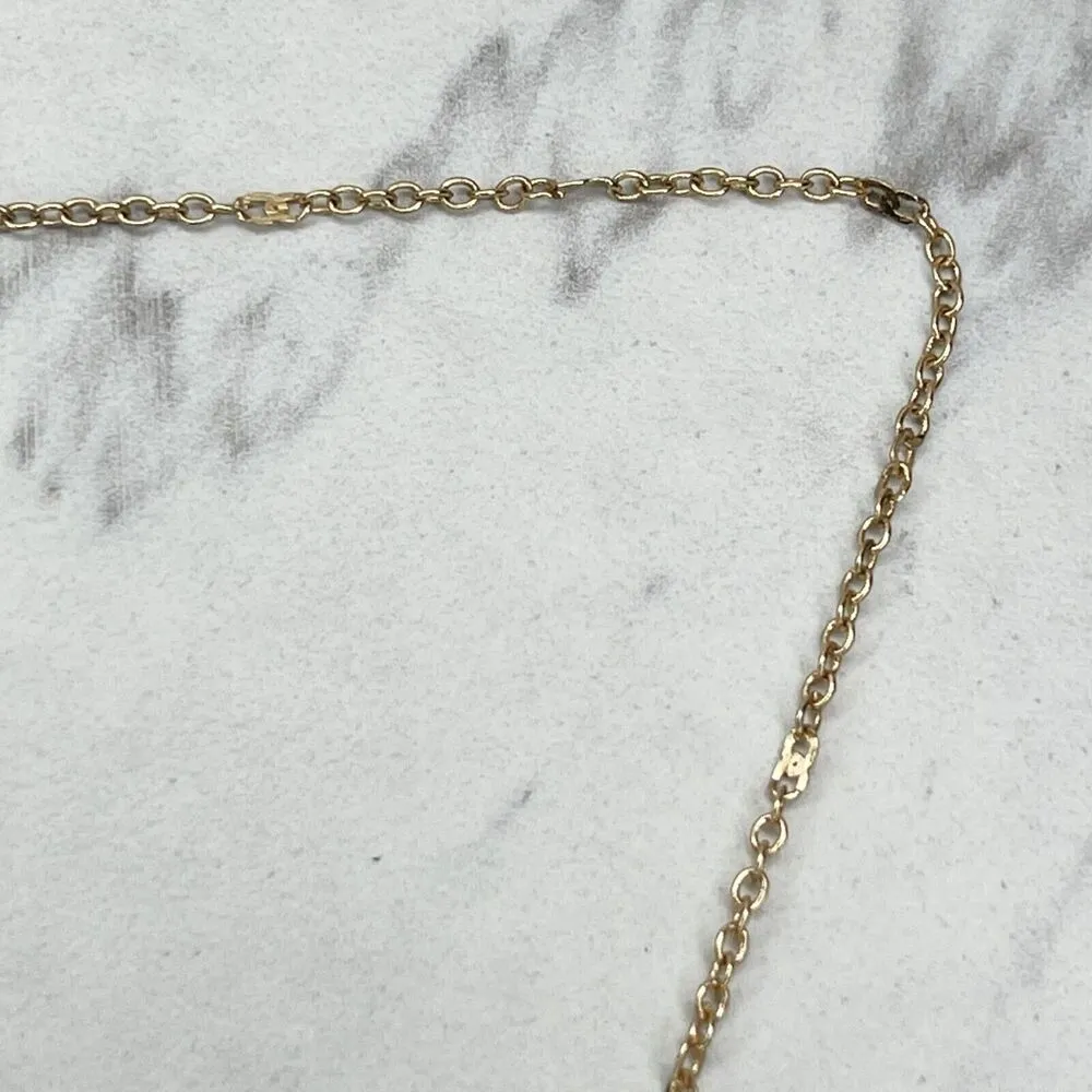 Gold Tone Faux Turquoise Spinning Pendant Necklace - Image 8