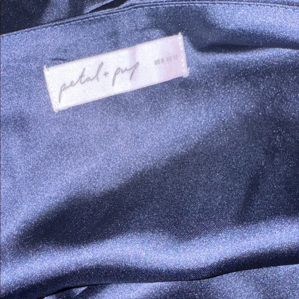 NEW Petal & Pup Nadia One-Shoulder Satin Maxi Navy Dress sz 8 - Image 6