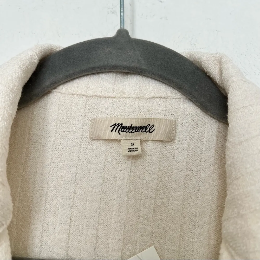 Madewell Mixed-Button Ribbed Polo Tank in Antique White Size Small NWT - Image 8