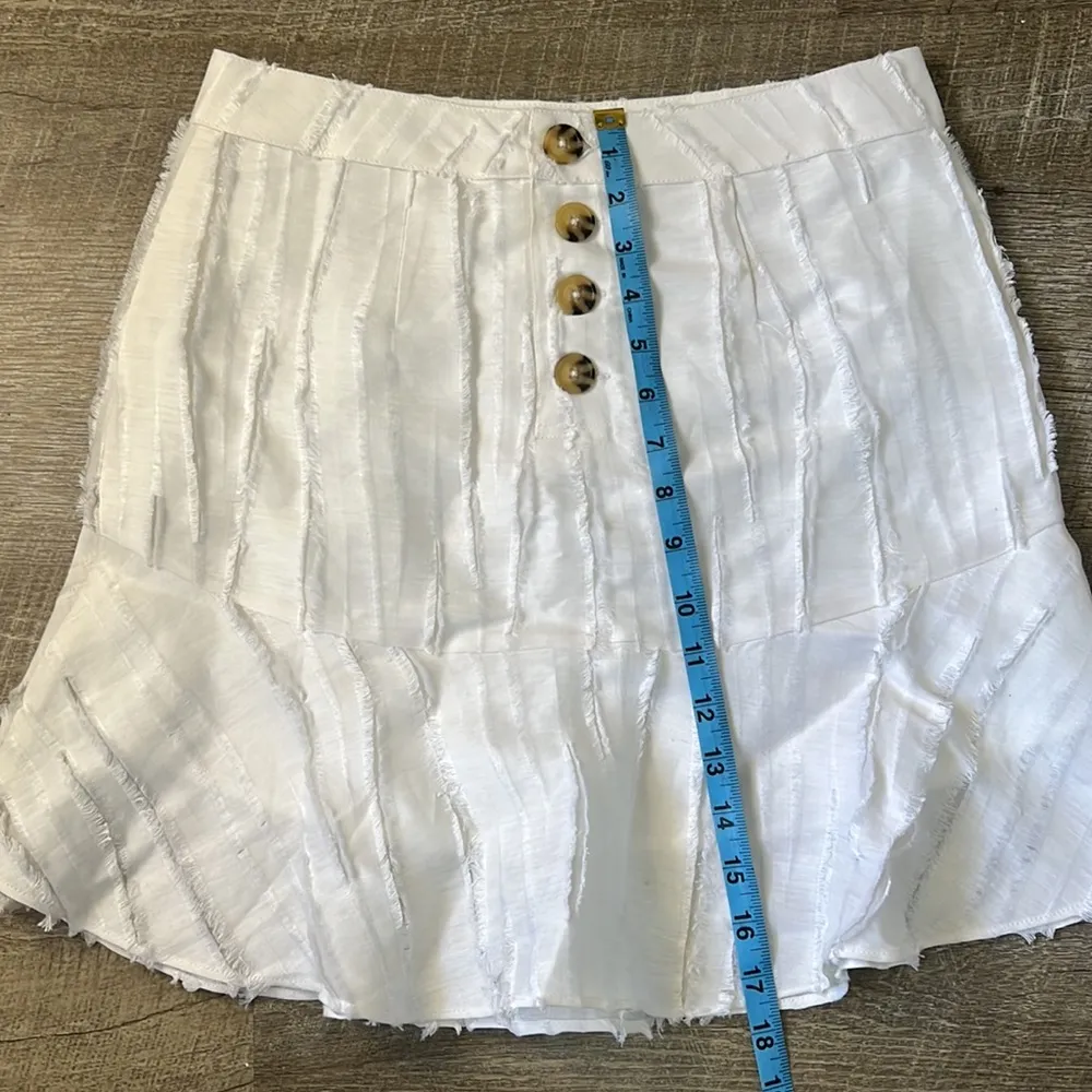 Marie Oliver White Silk Linen Blend Button Skirt Size 4 - Image 9