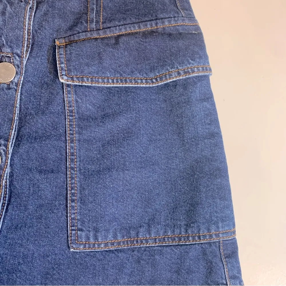 Topshop Moto Button Front Denim Mini Skirt Size 28 - Image 4