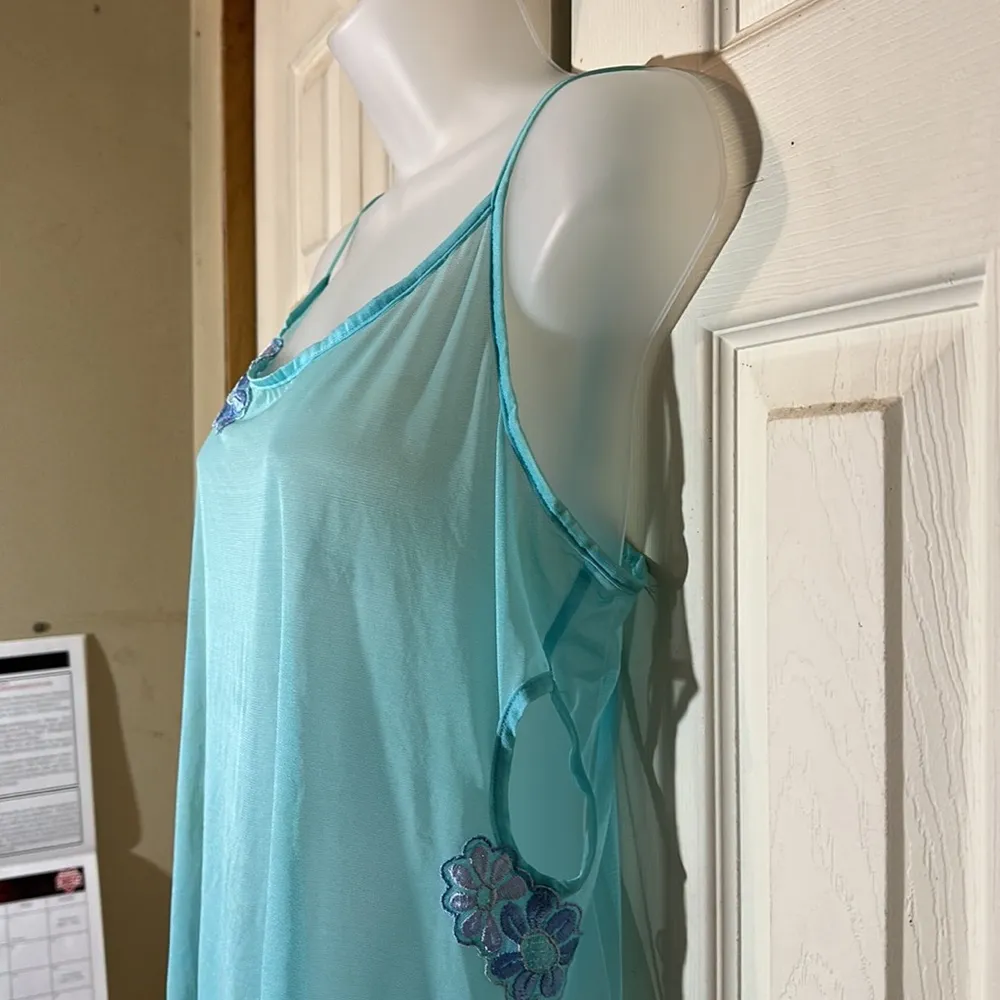 Victoria's Secret Vintage 2000s Mint Green Semi Sheer Cami Floral Lace Trim M - Image 12