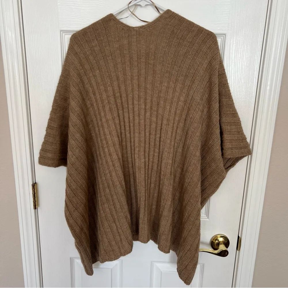 COCOGIO Italy Tan Poncho Cardigan Sweater Wool Alpaca Blend Open Front Pockets Size undefined - Image 5