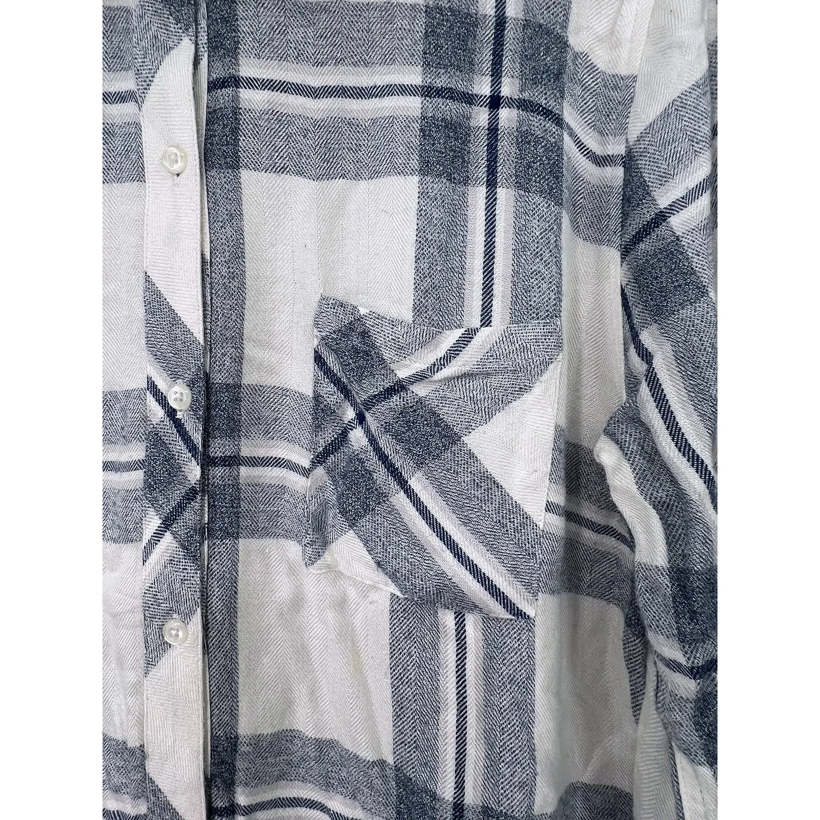 RAILS | L | Flannel Button Up Down Shirt Top Blouse Plaid Womens Navy White - Image 6