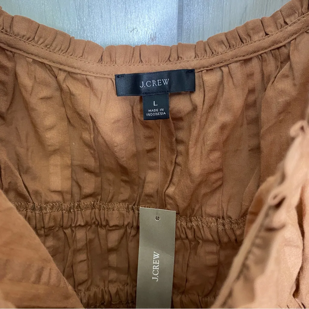 NEW J. Crew Puff Sleeve Textured Cotton Peplum Peasant Top L Large BB269 NWT - Image 6