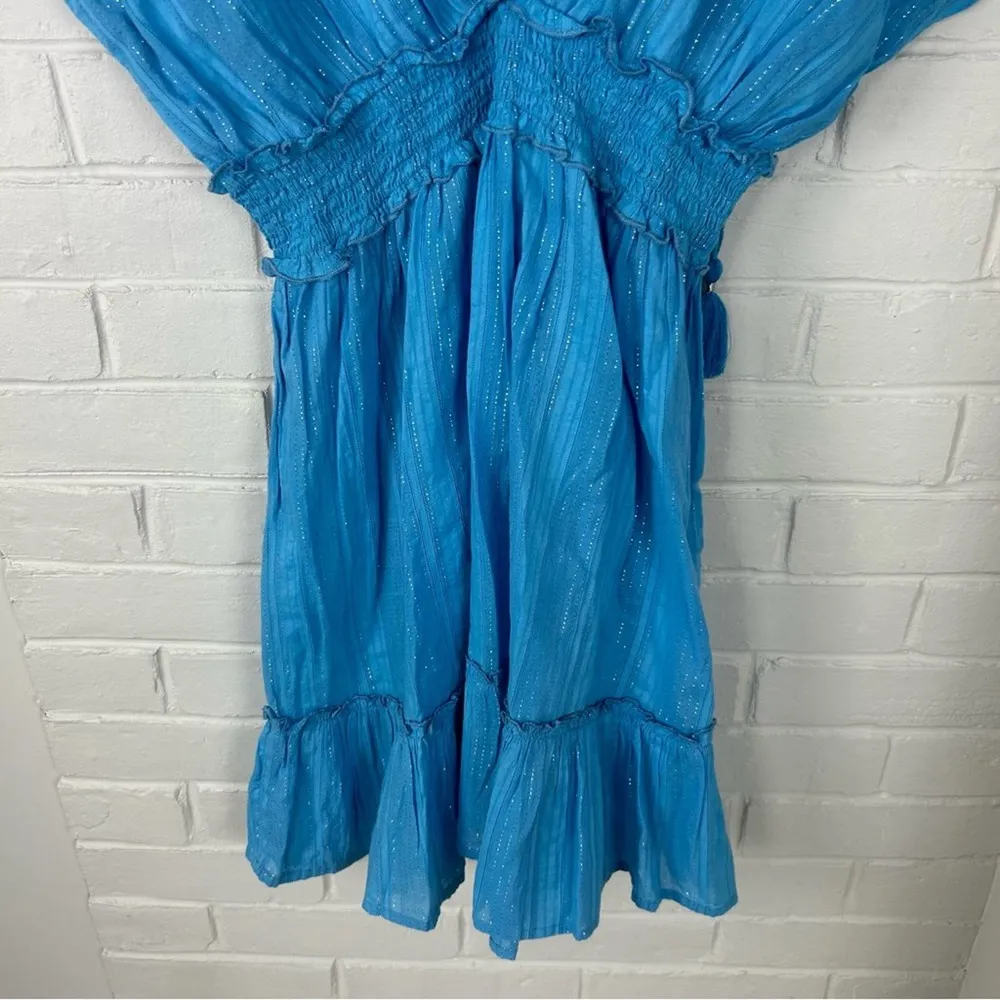 Blue Island Blue Boho Shimmer Mini Dress Size M - Image 6