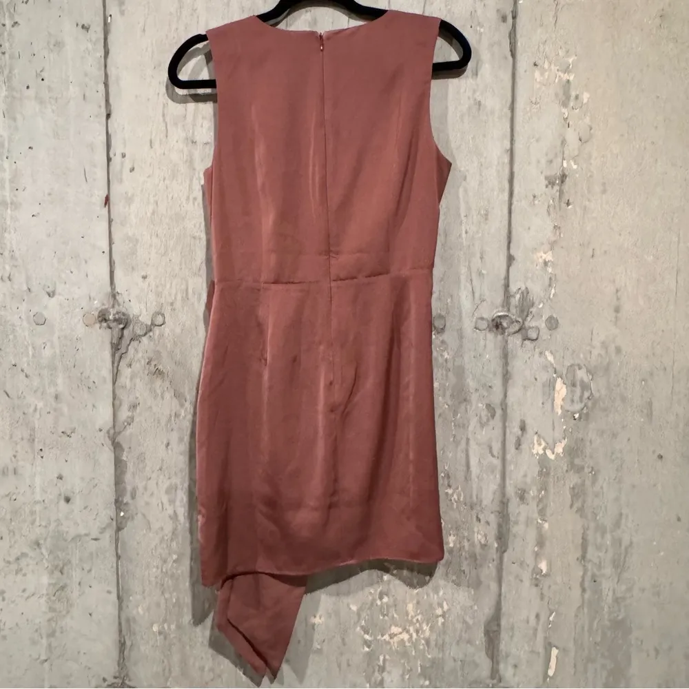 NBD Medium Mauve Faerie Front Bow Satin Mini Dress Chic Cocktail New Years Party - Image 2