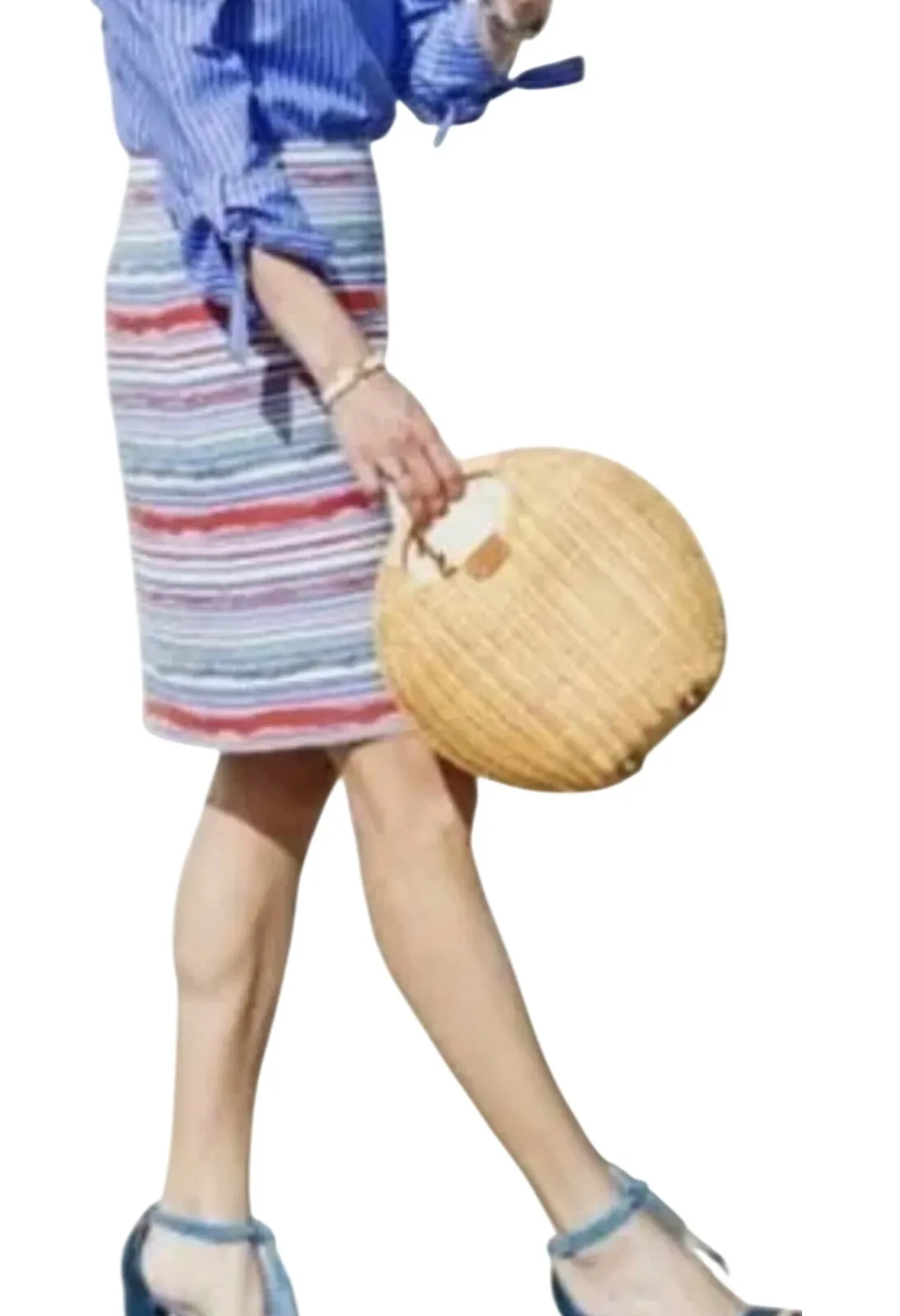 J.McLaughlin Women's Striped Skirt, Multi Color, Textured, Modern Style Sz 6 Blue - Image 1