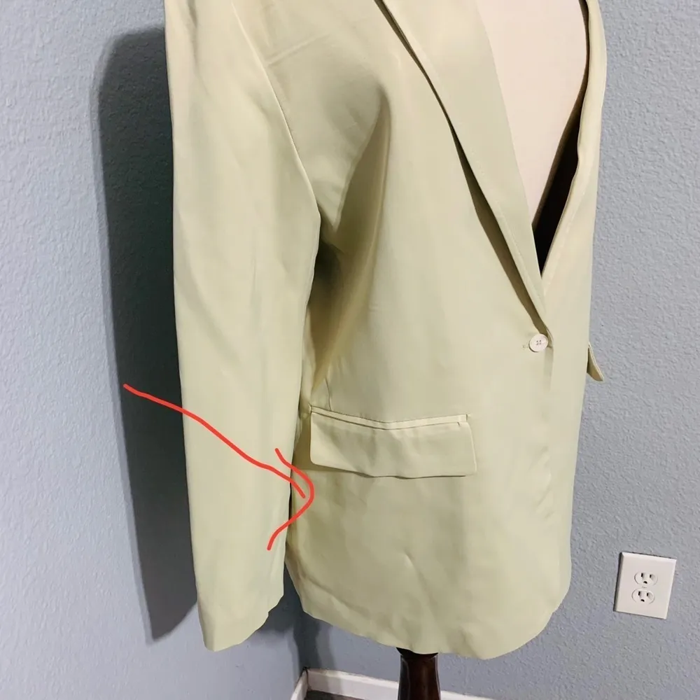 Zara New Sea Green Satin Effect Party Lapel Collar Long Sleeves Blazer Size L - Image 14