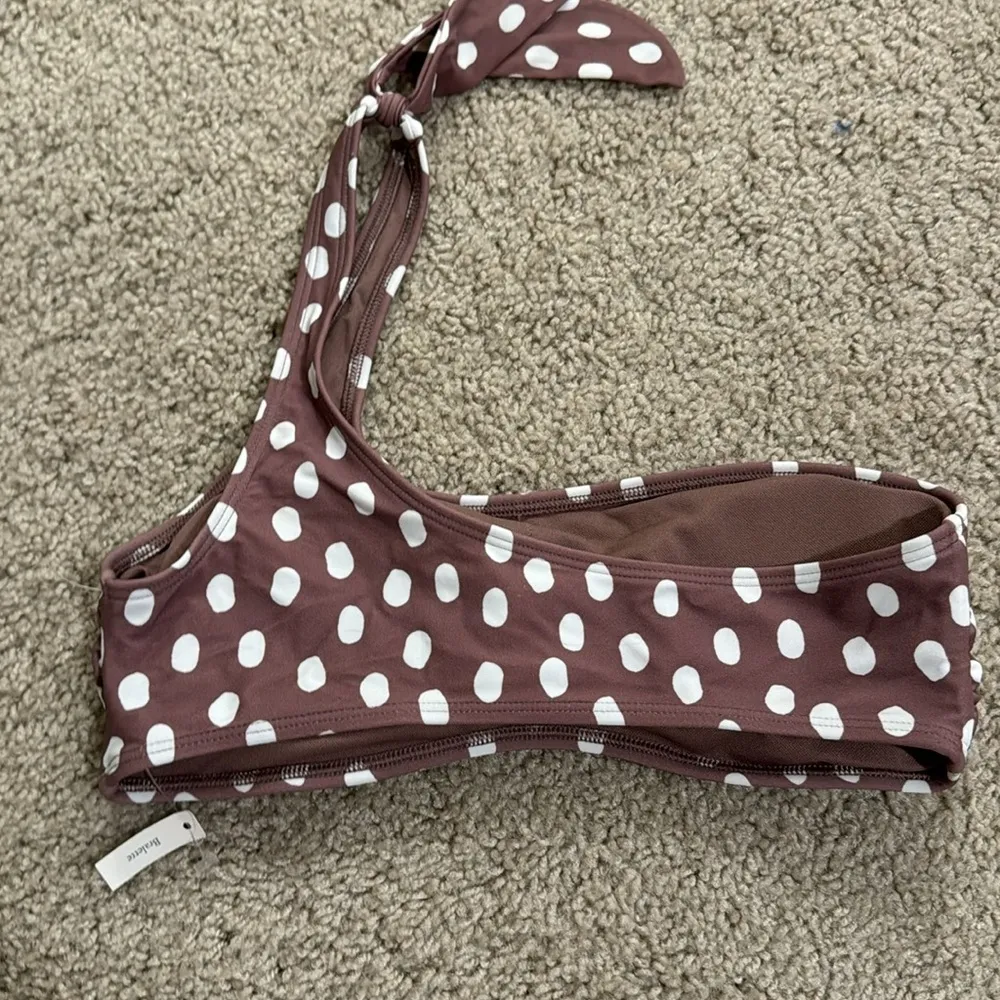 Abercrombie & Fitch Brown & White Polka Dot Bikini Top - Image 4