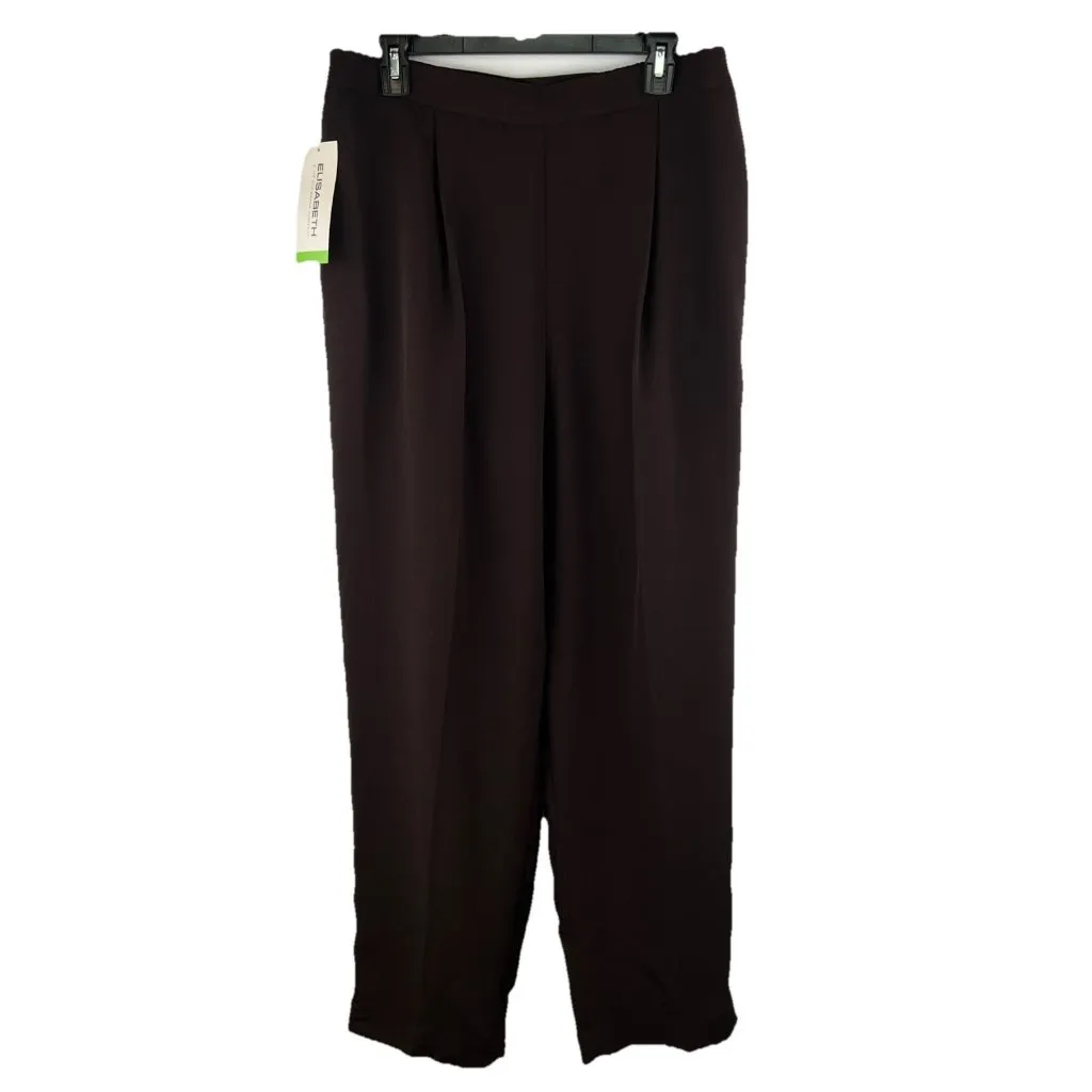 Liz Claiborne Sz 14 Brown Polyester Lined Slacks Pleated Classic Solid - Image 2
