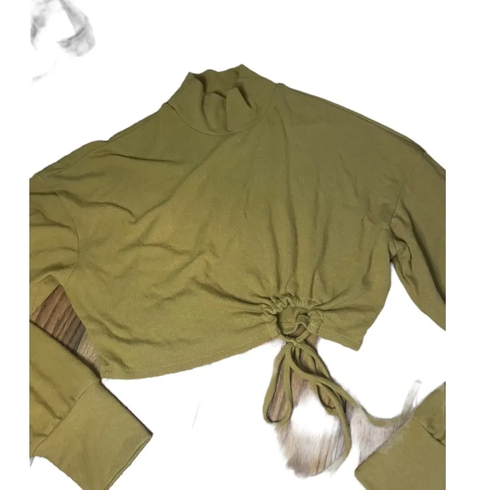 NBD Mock Neck Ruched Top In Mustard p - Image 2