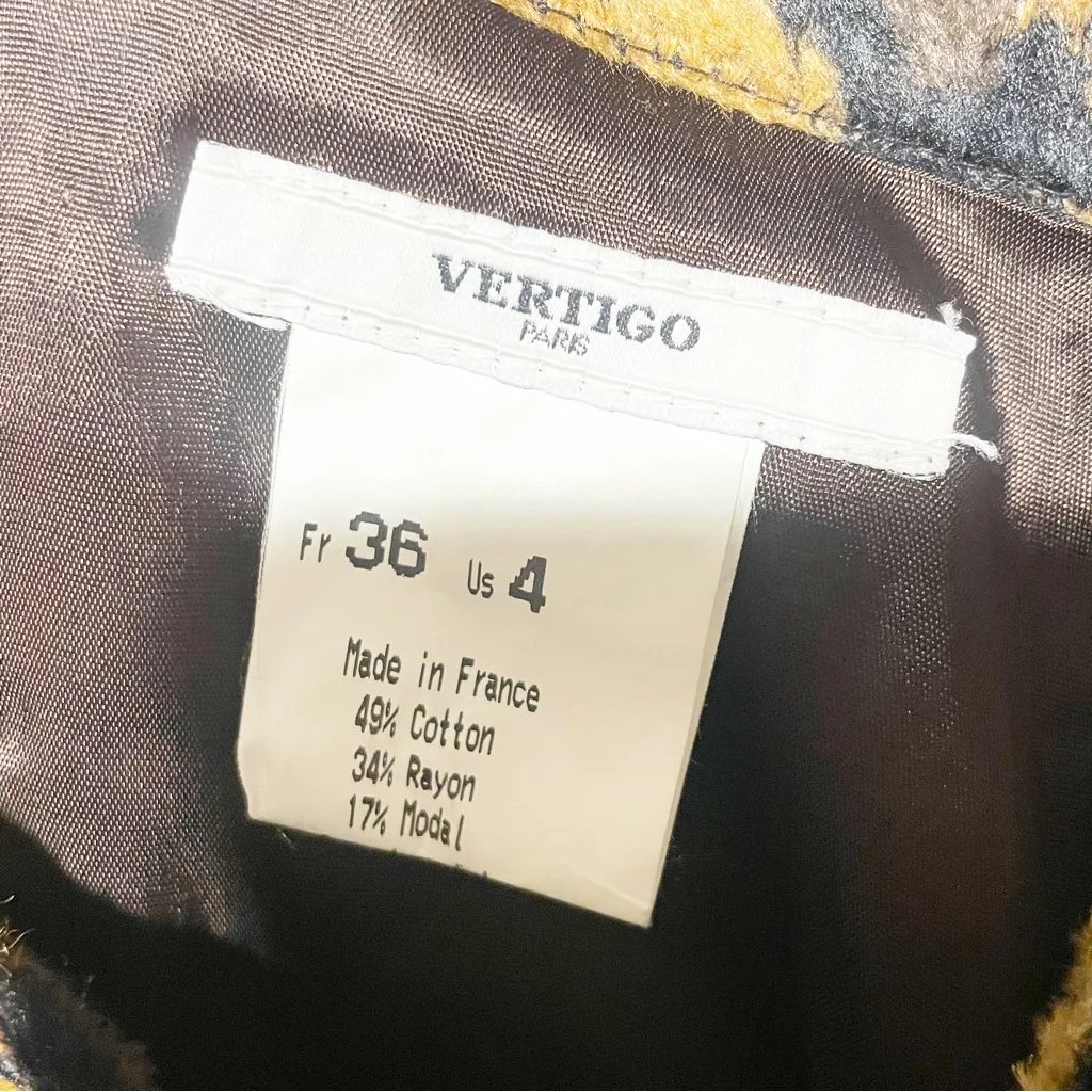 Vertigo‎ Paris Size 4 Animal Print Leopard Velvet Midi Back Slit Skirt - Image 3