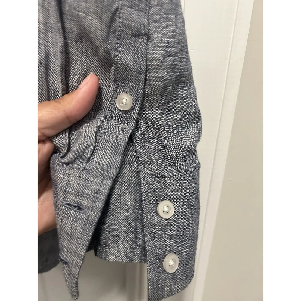 Rafaella Women’s Plus Size 2X 100% Linen Long Sleeve Button Down Blouse Gray - Image 4