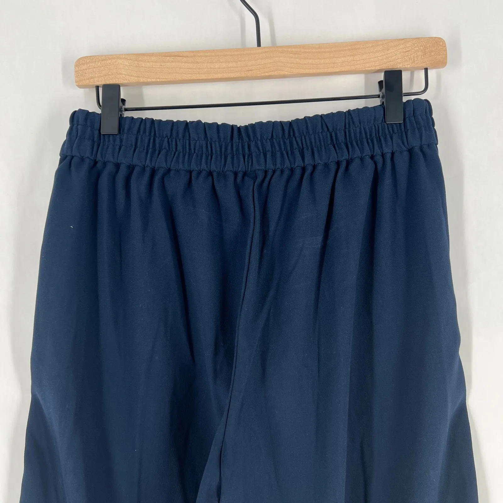 Madewell Wide Leg Cropped Pants Navy Blue Elastic Waist Pockets‎ Womens - Image 8
