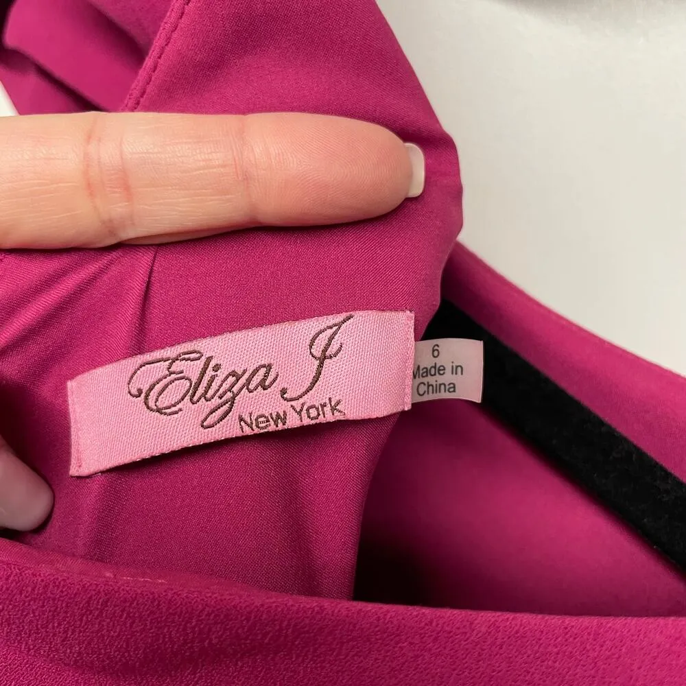 Eliza J Womens Pink Sheath Dress Knotted Cap Sleeve Darted Double Slit 6 Small - Image 8