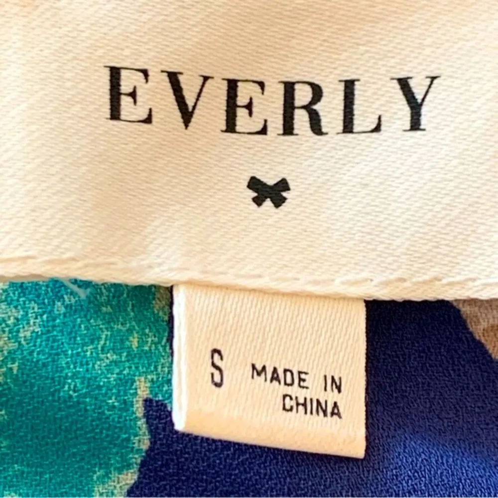 Evenly Navy Blue Cream Green & Peach Short Sleeve Wrap Dress. - Image 6