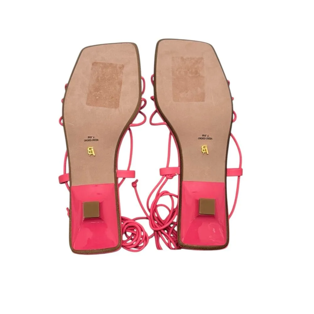 NIB! Veronica Beard Foley Ankle Wrap Strappy Sandal in Coral - Size 7.5 - Image 7