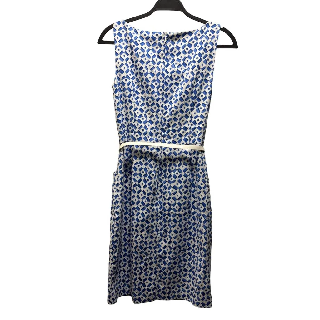 Lauren Ralph Lauren Geometric Sleeveless Sheath Dress Size 6 With Belt blue - Image 2