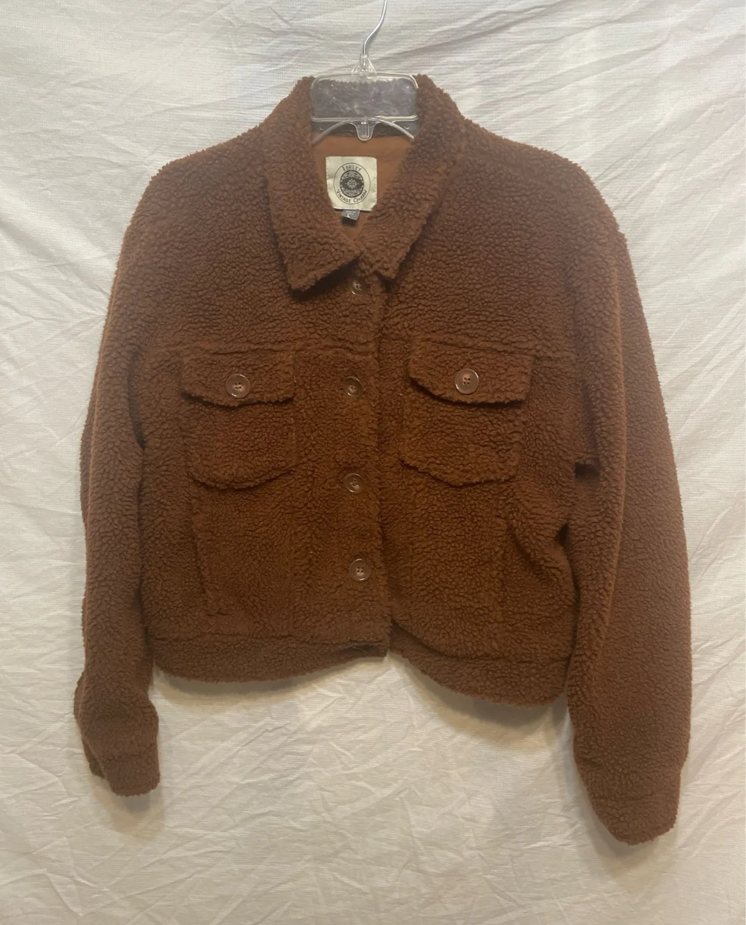 Ashley Vintage Charm, Women’s Chestnut Sherpa Trucker Jacket Size Large - Image 1