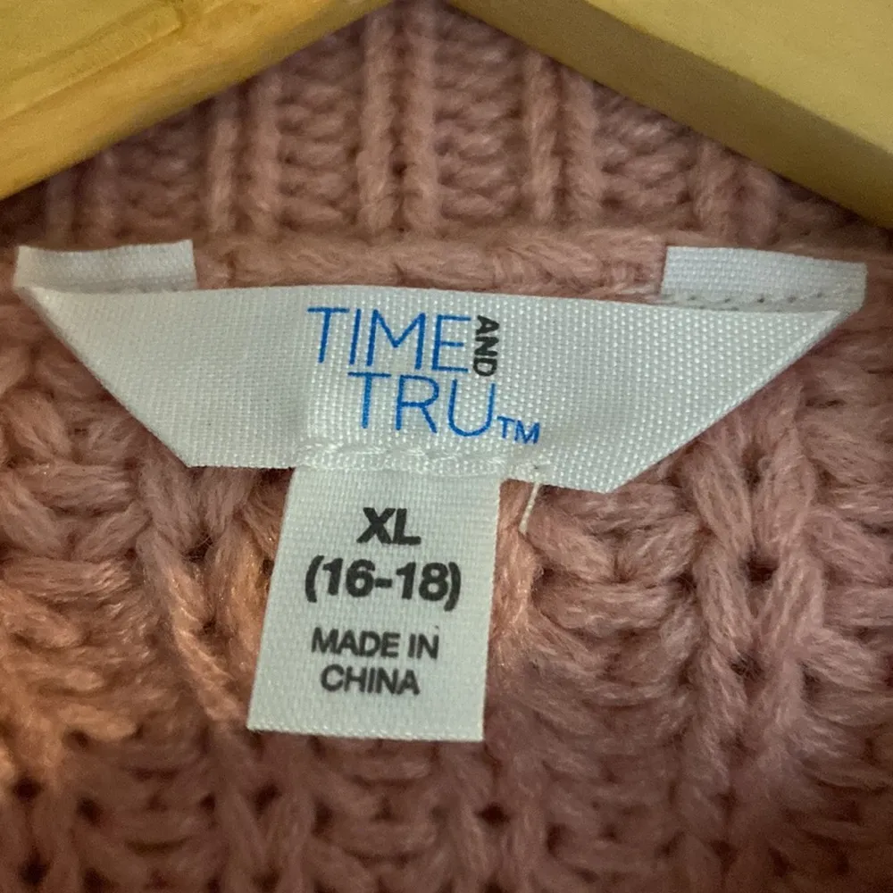 Time And Tru womens New! Rose pink retro cable. Knit sweater size XL - Image 6