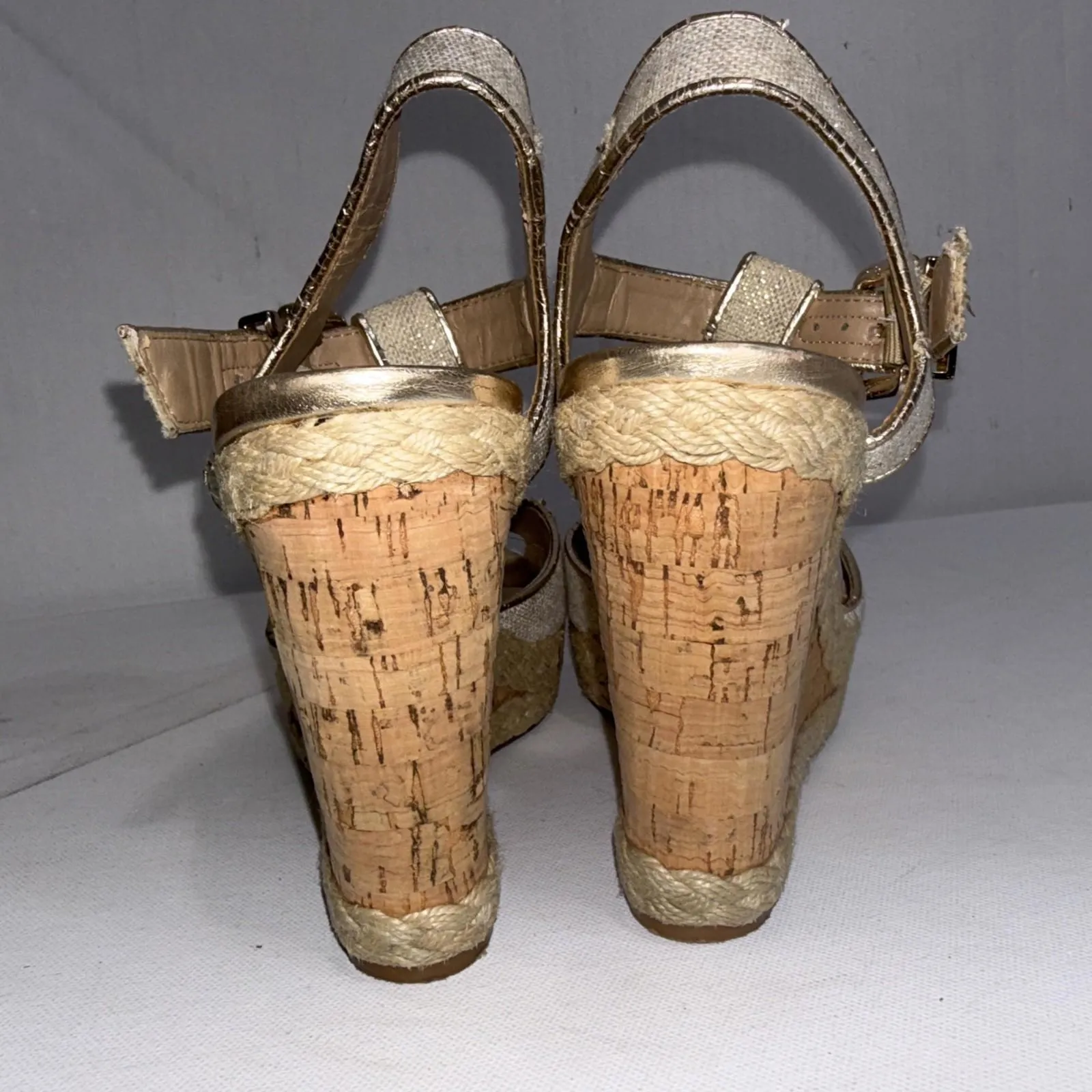 Antonio Melani Minimalist Espadrille Wedge Old Money Peep Toe Buckle Sandals 8.5 - Image 13