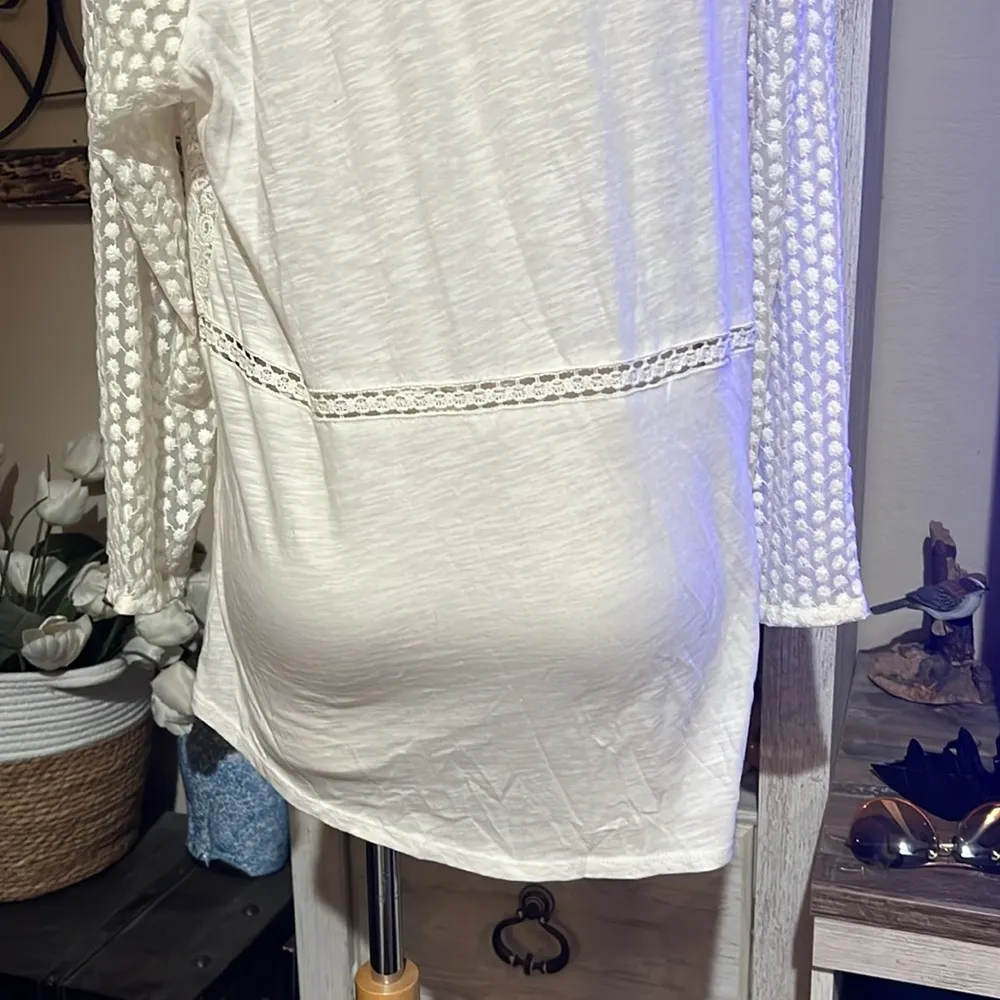 Lucky brand, mixed lace, crewneck, long sleeve top NWT women’s size XL - Image 6