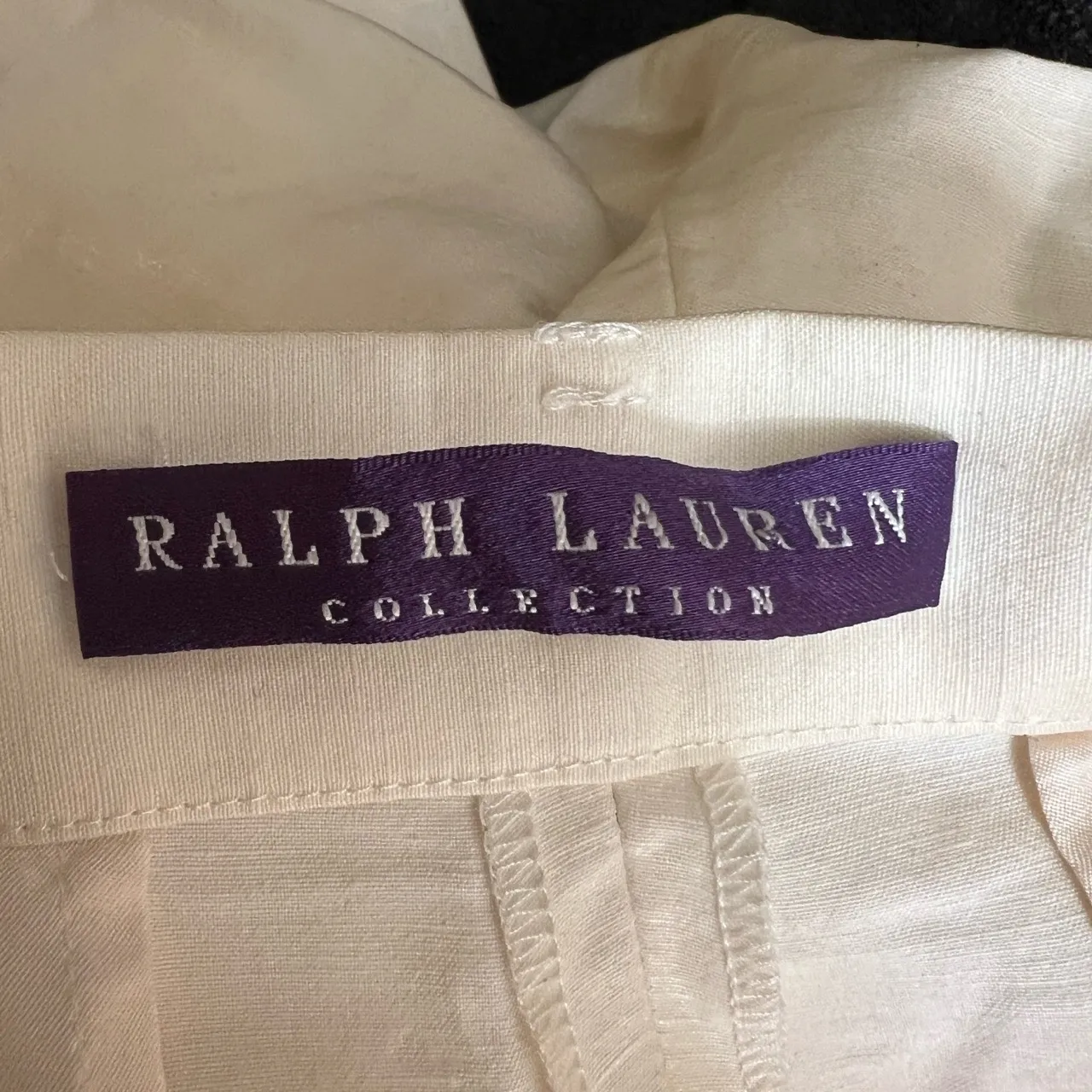 Ralph Lauren Purple Label Jamie Pants Cream Linen Silk Shimmer Wide Leg Approx 8 White - Image 6