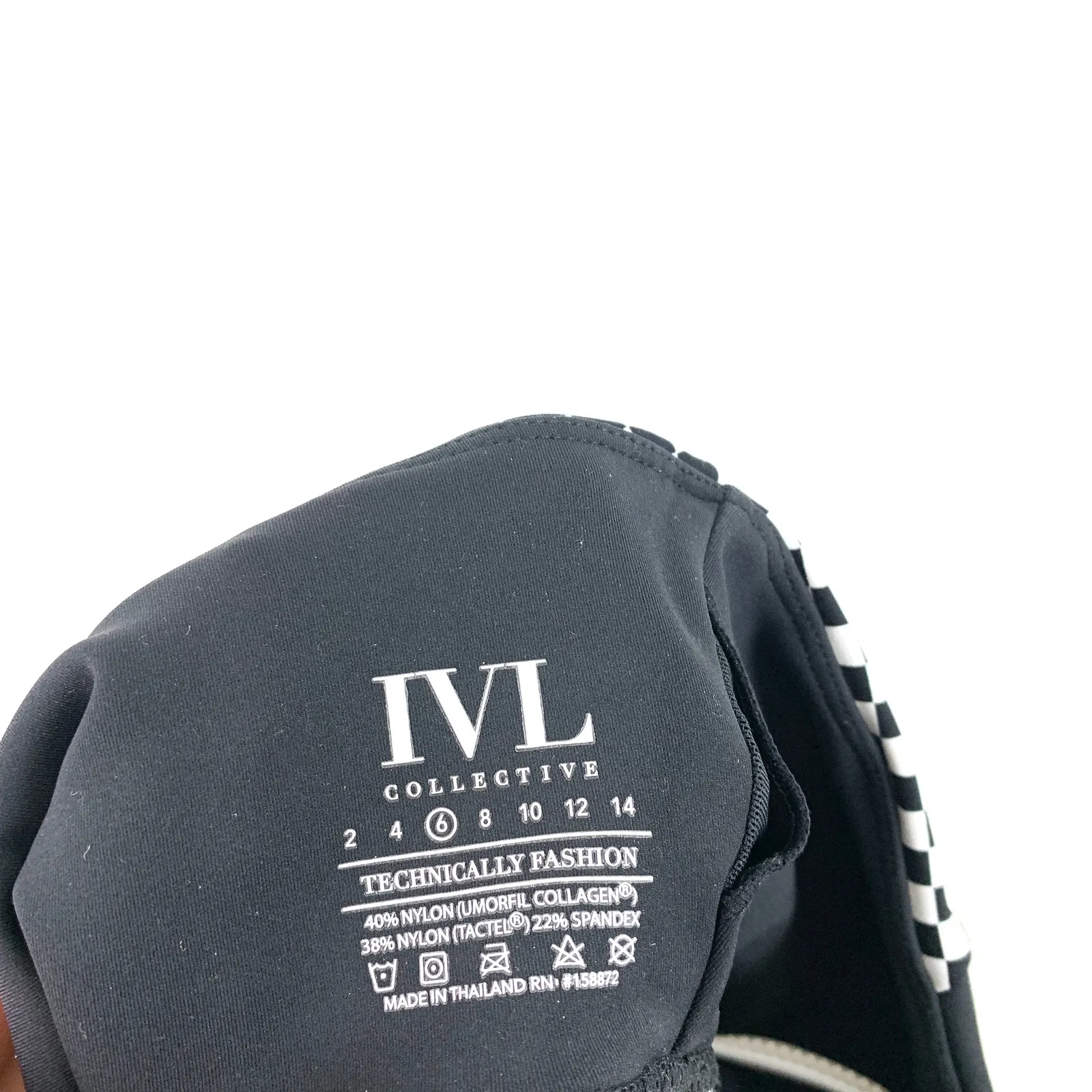 IVL Collective Checkered Zip Front Sports Bra Crop Top Black White Size 6 - Image 6