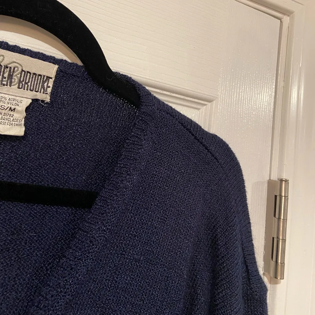 Lauren Brooke Size S Navy Blue Long Sleeve V Neck Button Front cardigan Sweater - Image 2