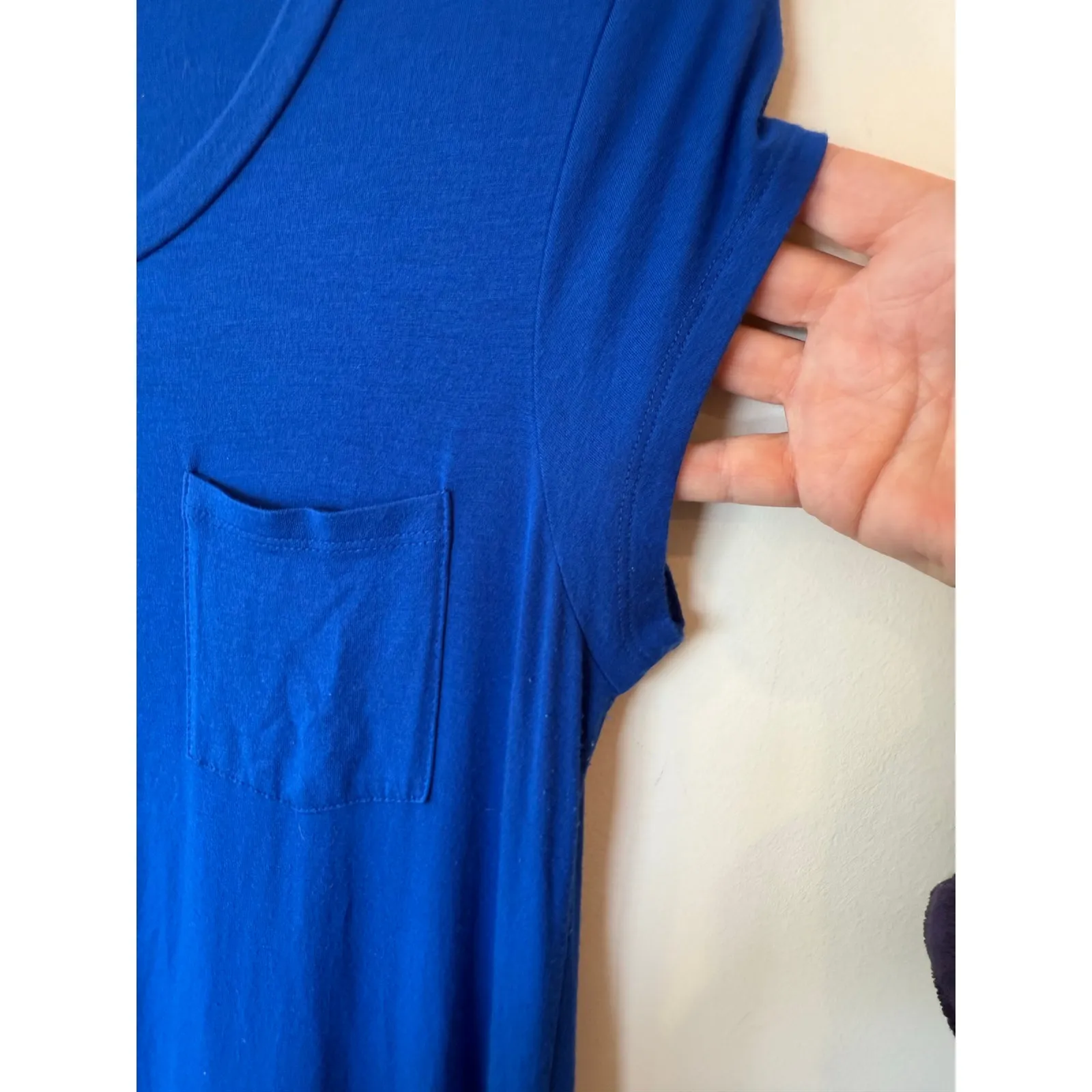Gap Short Sleeve Round Neck Solid Maxi Tee Dress Active Blue Women's Size Medium - Image 3