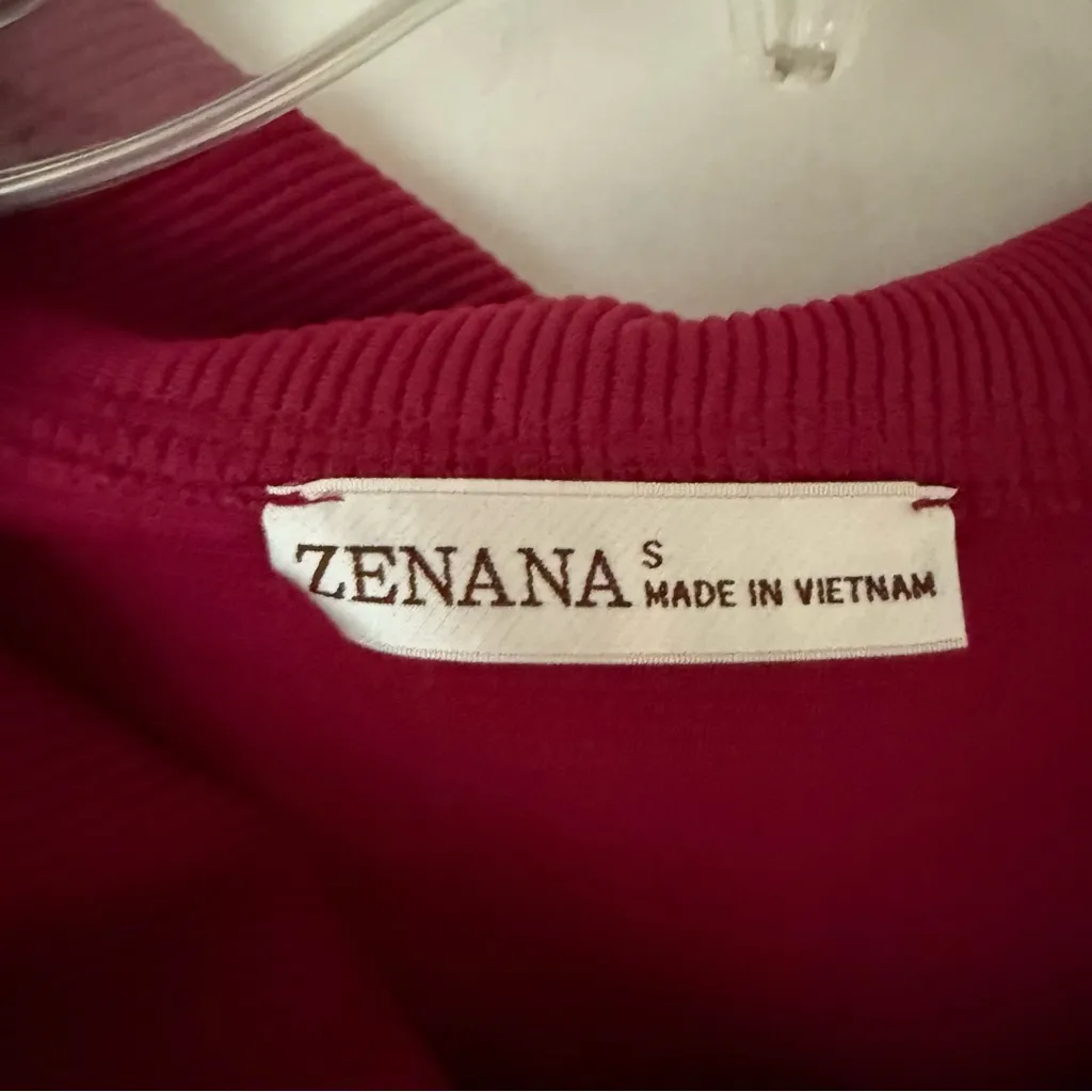 Zenana Cabernet Burgundy Ribbed High Neck Half Zip Pullover & Pants 2pc Set S - Image 4