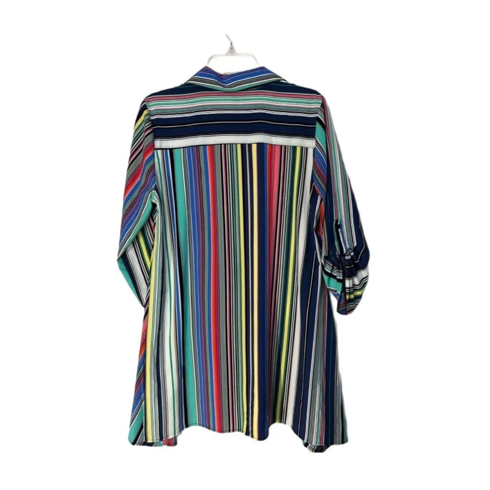 Melissa Paige STRIPED tunic/shirt dress MULTI COLOR SIZE M LAGENLOOK BOHO - Image 2