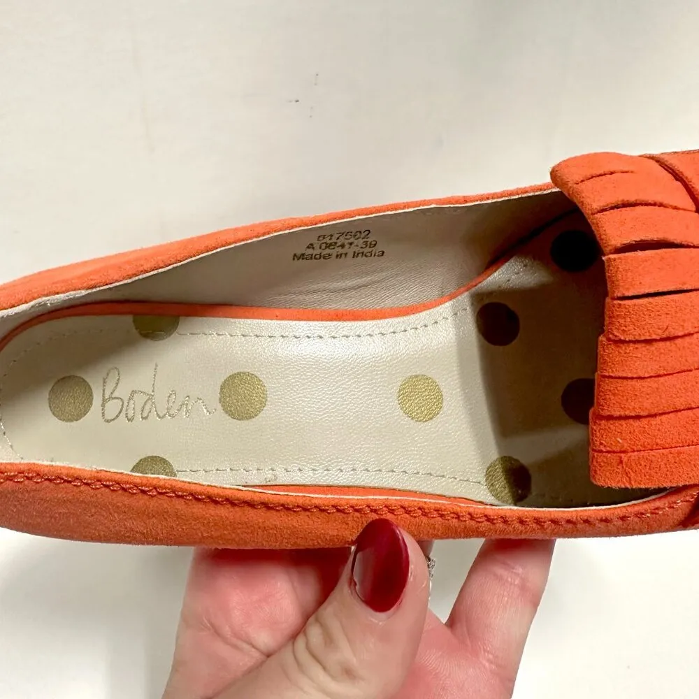 *RARE* Boden Ghillie Heeled Loafers Orange Size 8 - Image 10